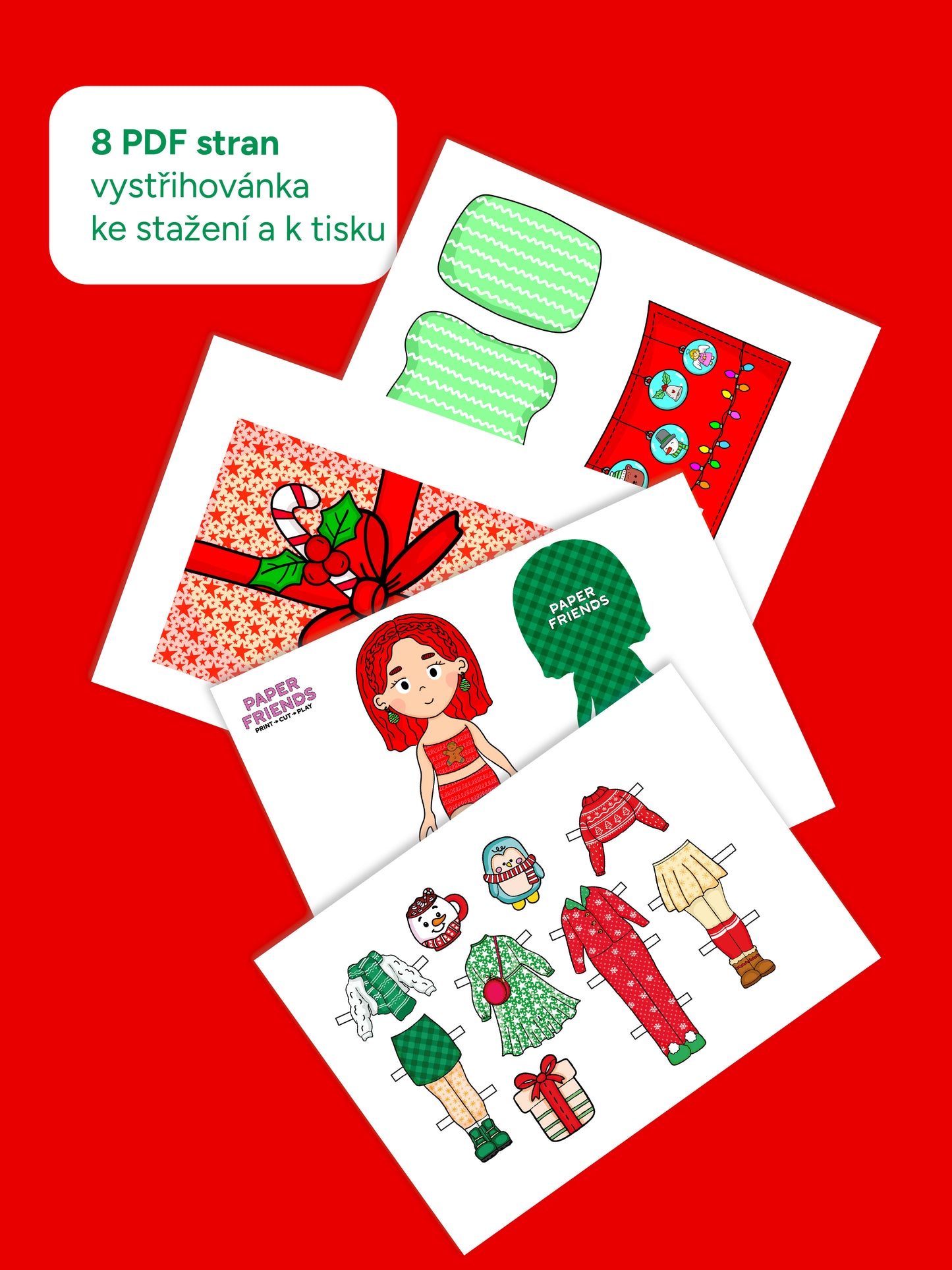 Oblékací panenka "Glorie" s ložnicí - vystřihovánka k vytištění