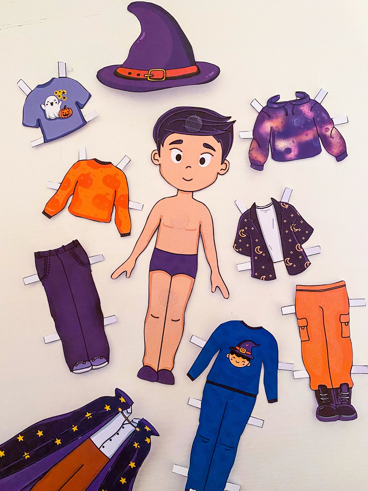 Oblékací kluk "čaroděj" s domečkem - DIY tvořivá sada k vytištění