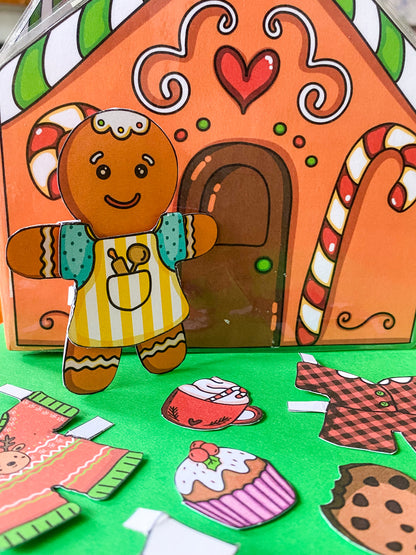 Oblékací "pan Perníček" s domečkem - vystřihovánka k vytištění