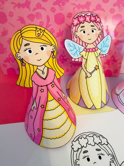 Víla, princezna a baletka - papírové postavičky