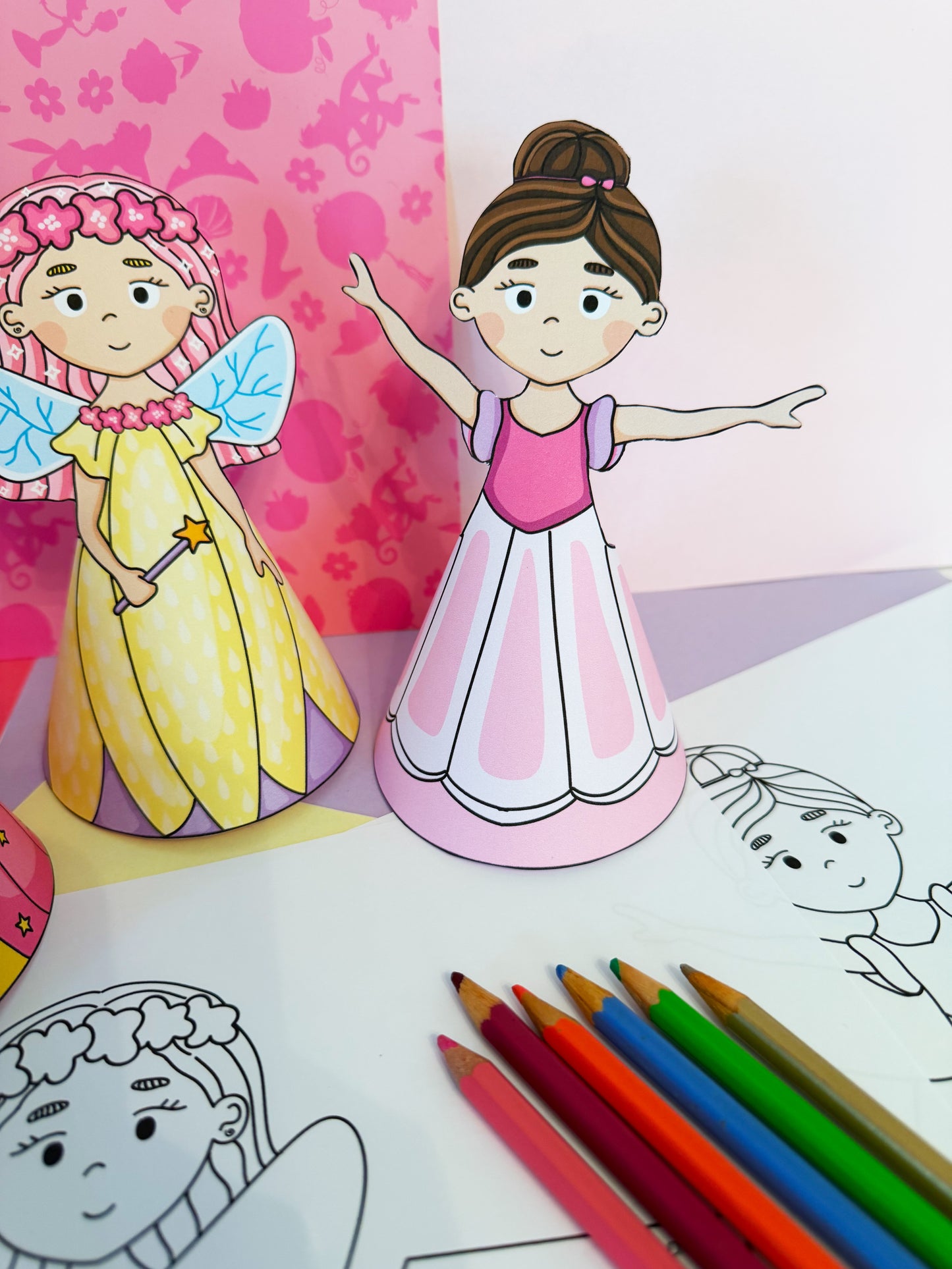 Víla, princezna a baletka - papírové postavičky