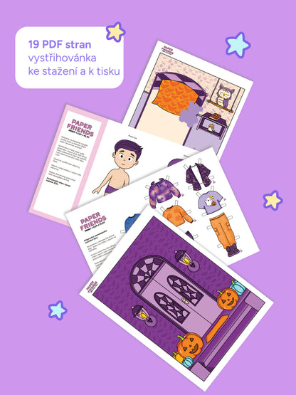 Oblékací kluk "čaroděj" s domečkem - DIY tvořivá sada k vytištění